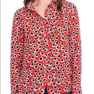 J.Crew Heart-Print Silk Blouse (Plus)